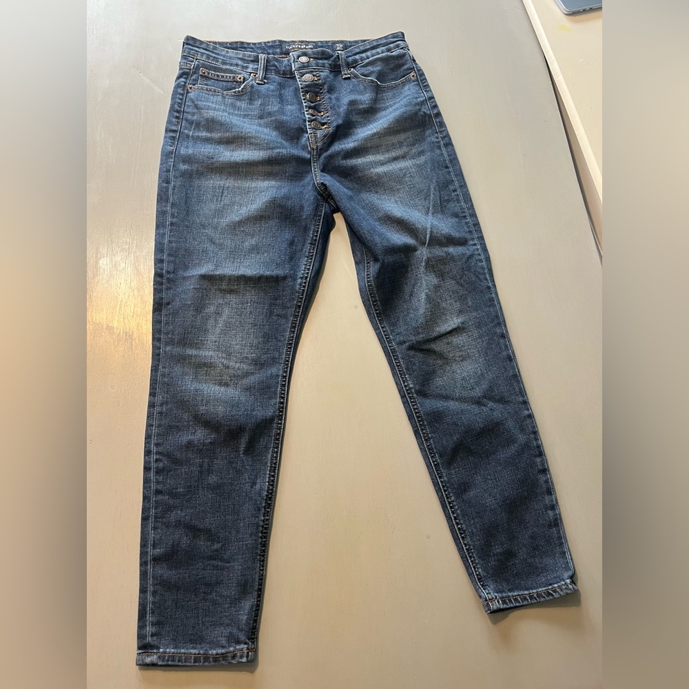 Lucky Brand Bridgette Skinny Coated Black Waxed Jeans - Button Fly - 10 / 30